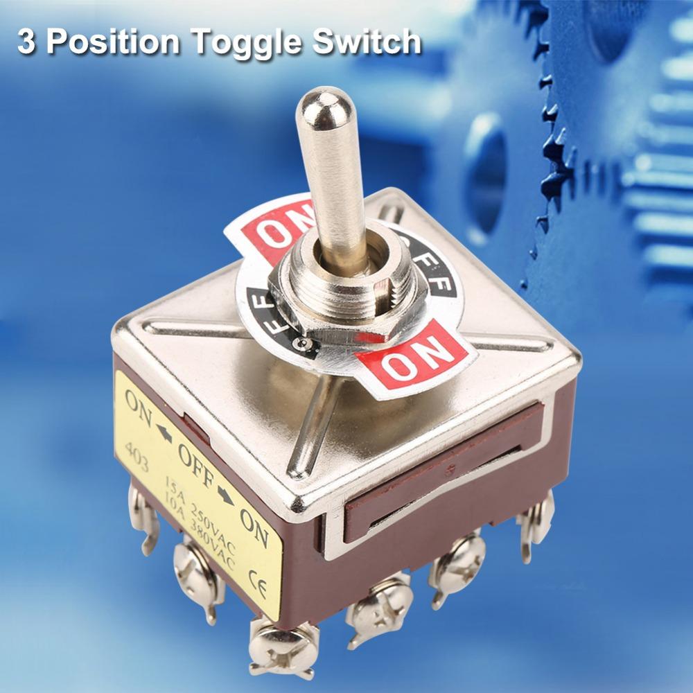 3 Position Toggle Switch 12 Pin 12mm 4PDT Rocker Switch Mini Size 15A/250VAC 10A/380VAC ON/OFF/ON Toggle Mechanical Valve