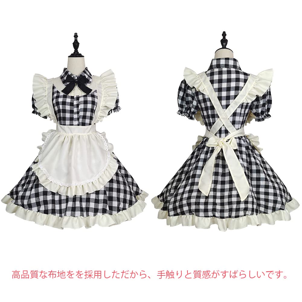 Checkered Maid Red and Perfect for Short Everyday Adult Socks [RPFLQ] Dress, Black, Cafes, Cosplay, Lolita, Sleeves, Wear, Moe, Halloween, Women's,