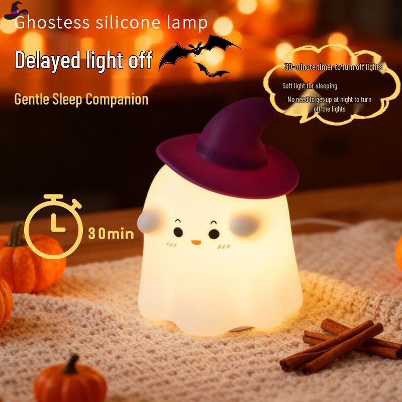 Halloween Wizard Rechargeable Silicone Night Light with Timer and Seven-Color Atmosphere