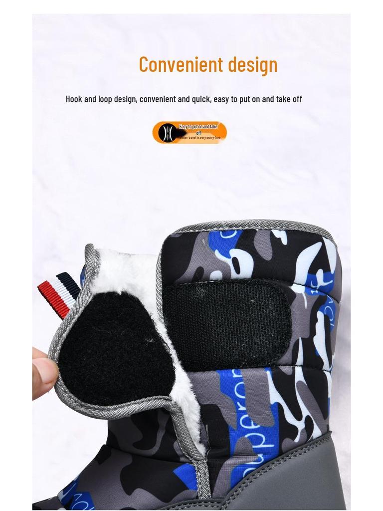 Kids' Winter Snow Boots - Warm, Velvet-Lined, Anti-Slip Leather Shoes for Outdoors