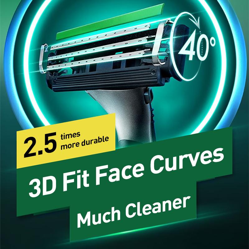 Gillette Vector 3D Razor for Men with Ultra Thin 3 Layer Sharp Shaver Replace Refills 1handle 4 Blades