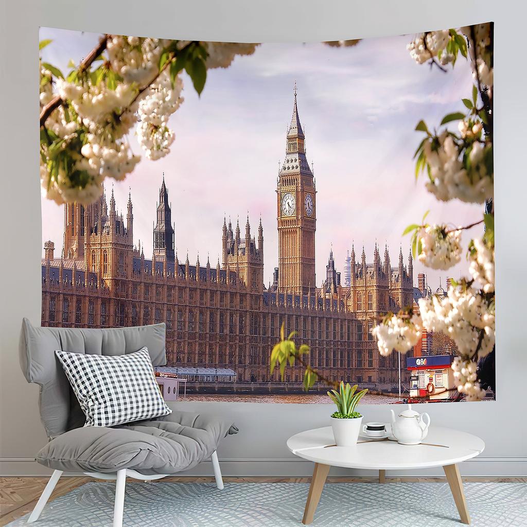 London Eye Tapestry Thames River Tapestry London Urban Scene Tapestry Wall Hanging Tapestries Art Home Living Room Bedroom Dorm