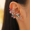 Colorful Rhinestone Flower Ear Climber Earrings Multi Floral Cuff Earrings for Women