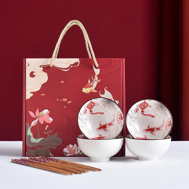 Сине-белый керамический набор столовой посуды «Счастливая рыбка»