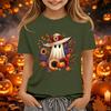 Kids Halloween Printed Short Sleeve T-Shirt Loose Fit Round Neck Casual Tee