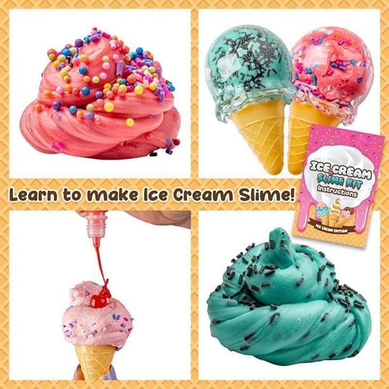 Ice-Cream Slime Kit Fake Water Slime Sweet Treats Diy Foaming Glue Girl Bubble Set Crystal Mud Safety Diy Squishy Toy With Box