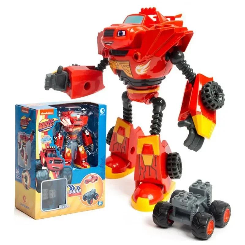 Anime Figures Blaze Monster Machines Cartoon Deformed Car Model Doll Action Toy Boys Birthday Plastic Alloy Collectible Gift