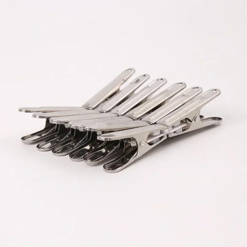 1Pc Multipurpose Stainless Steel Clips with Plastic Sheet Clothing Clamps Sealing Clip Household Clothespin Metal Clothespins