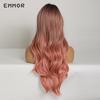 Tip de păr, de la rădăcini brune la păr, la roz, pentru femei, ondulat, sintetic, moale, cu breton, petrecere cosplay, utilizare zilnică