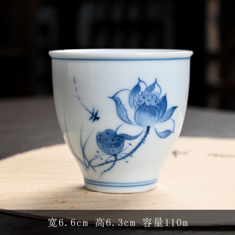 Hand-painted Ceramic Master Antique Blue and White Home Kung Fu Set Tasting Single Cup Bowl Large Tea Bo