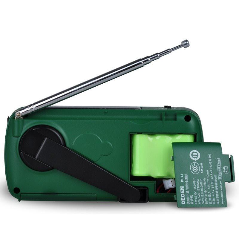 Degen DE13 Hand-Crank & Solar-Powered Portable Radio (English Version)