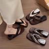 Thick-soled vacation wind clip-on flip-flops shoes female retro fairy wind versatile square head cool slippers