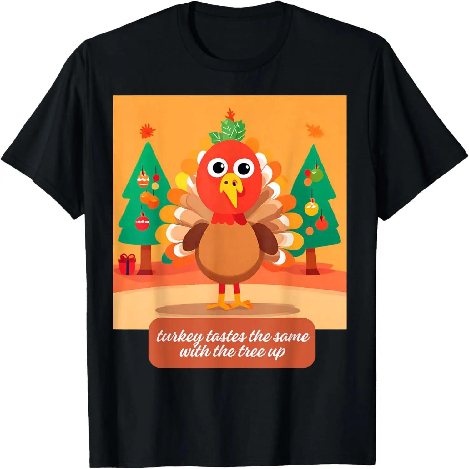 Funny Thanksgiving and Christmas Thanksmas Turkey Tree T-Shirt S