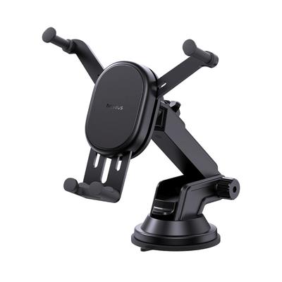 Gravity Car Mount with 15W Wireless Charger for Smartphone with Suction Cup - Black