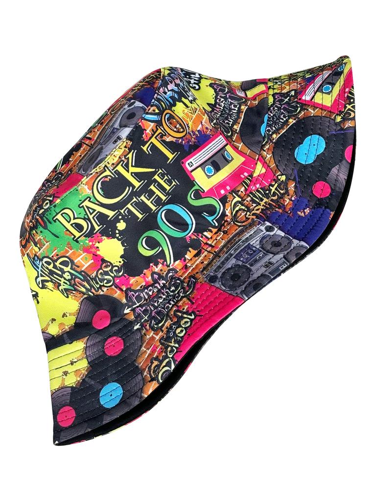 Mode Retro Graffiti 80er 90er Fischerhut Für Männer Frauen Lustiger Sommer Frühling Strand Anglerhut Packbar Outdoor Sonnen Fischerhut