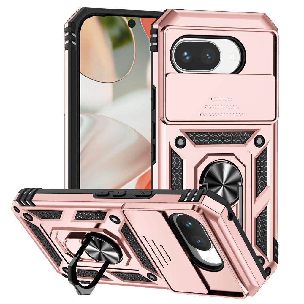 For Google Pixel 9a Case PC + TPU Phone Cover with Lens Protection Kickstand