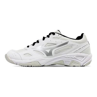 Cyclone Speed 1 Stoff Leder Bequem Rutschfest Langlebig Atmungsaktiv Low-Top Badmintonschuhe Unisex Sneaker Weiß Silber V1GA218103