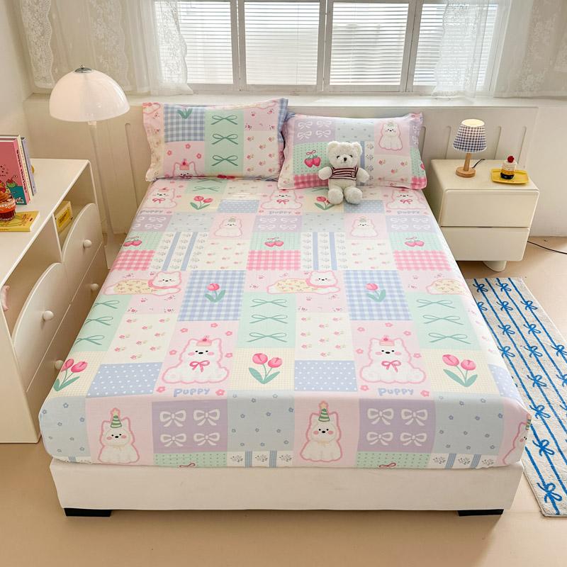 Square Geometric Cotton Fitted Sheet Set Grey and Orange Geometric Lines Bed Cover Adult Single 3pcs Bedding Deep Pocket Design