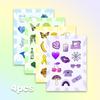 4 Sheets Blue Puppy Korean Ins Style Journal Stickers: Simple Cartoon Film Cut Decoration
