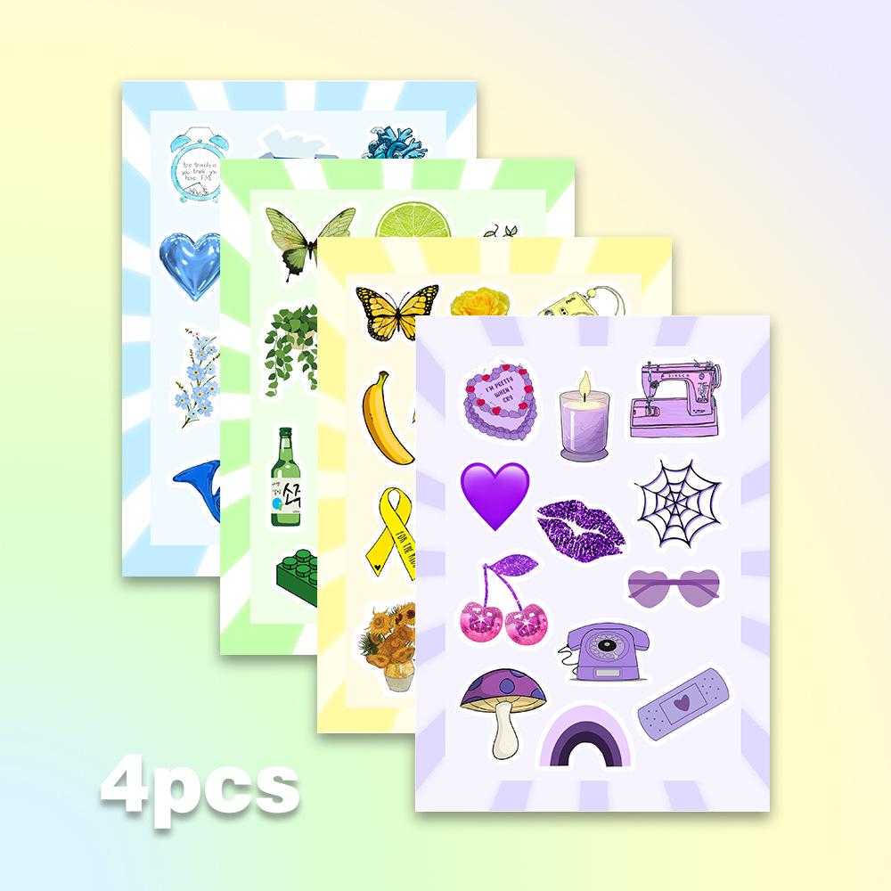 4 Sheets Blue Puppy Korean Ins Style Journal Stickers: Simple Cartoon Film Cut Decoration