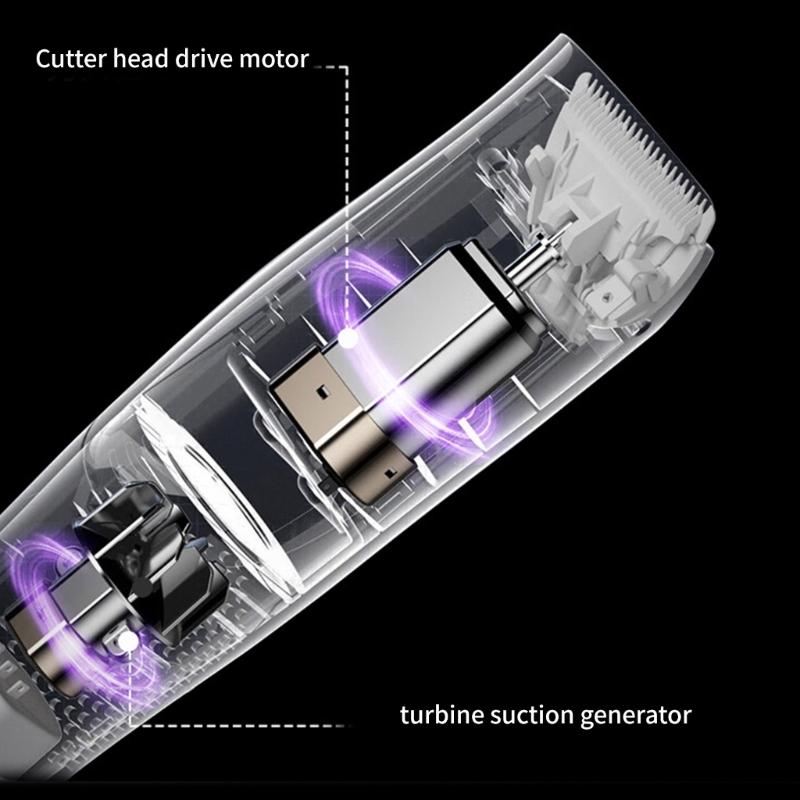 Kids Cordless Hair Clippers 3 Guide Comb Built In Suction Quiet Trimmer for Baby Safe Rechargeable Trimming Tool