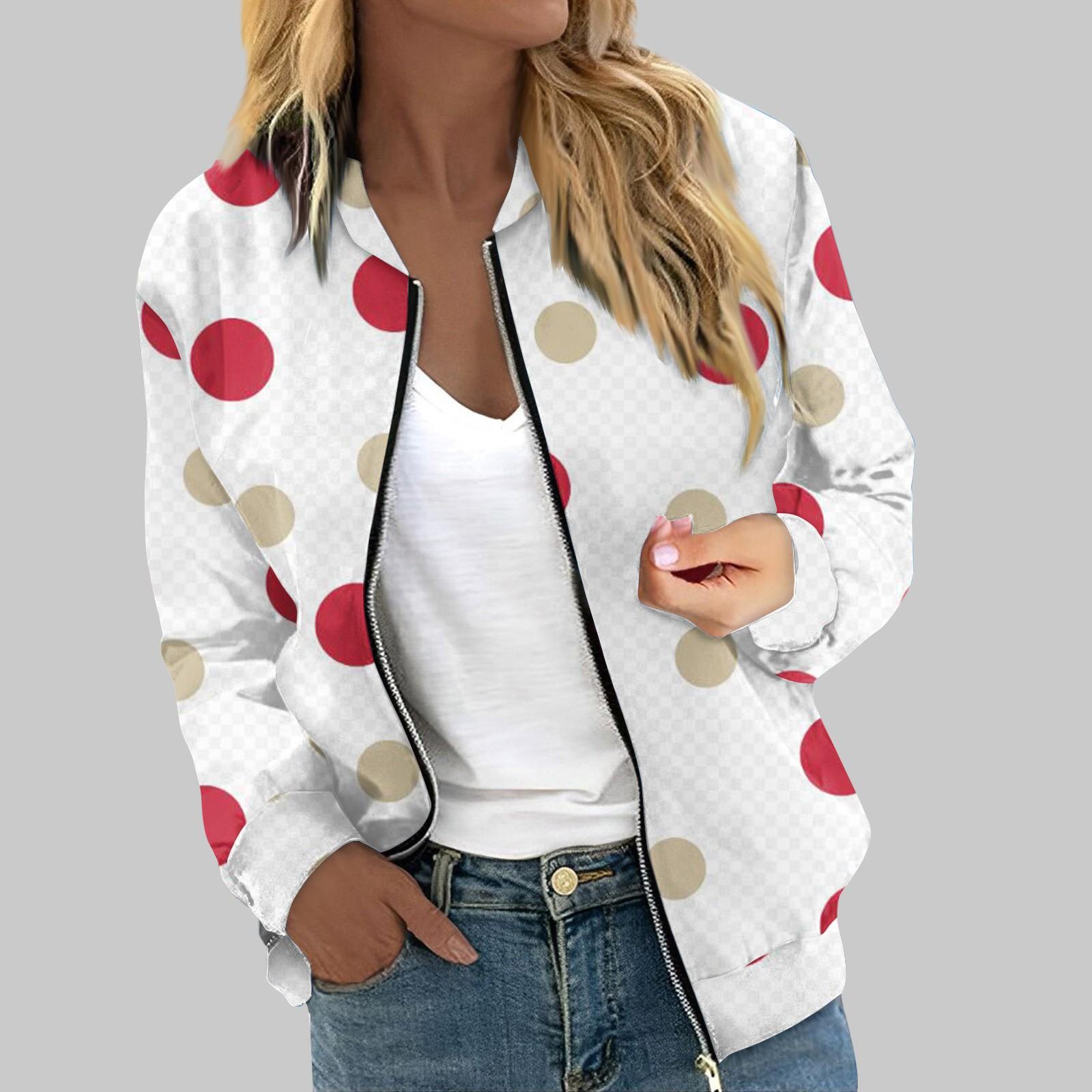 

Женская верхняя одежда с длинным рукавом и принтом, повседневные топы на молнии, кардиган, рубашка, тонкая куртка для женщин S