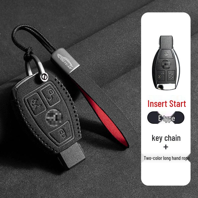 Mercedes-Benz E300L Key Cover: Suede Grade with Buckle for Men's C260LC200L GLC/GLB220