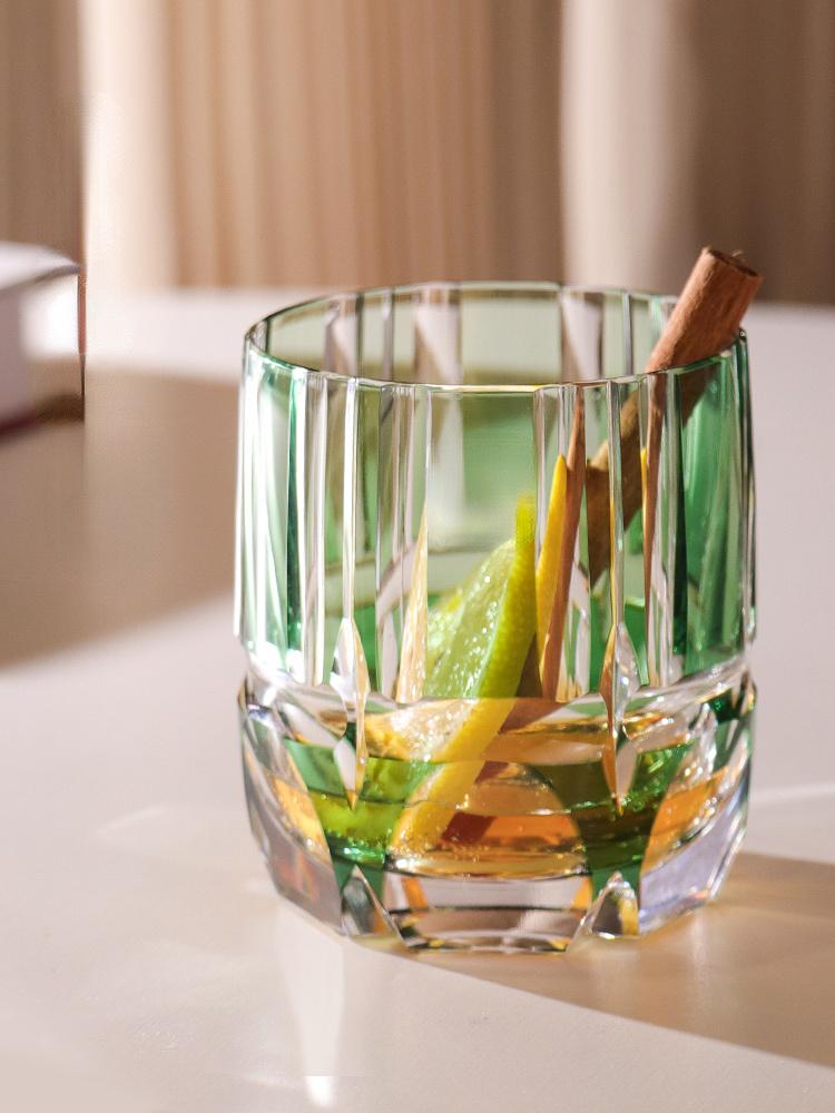 250ml Green Bamboo Whiskey Rock Glass 2023 Latest Japan KAGAMI Design Crystal Wine Tasting Cup Spirits Liquor XO Whisky Snifter