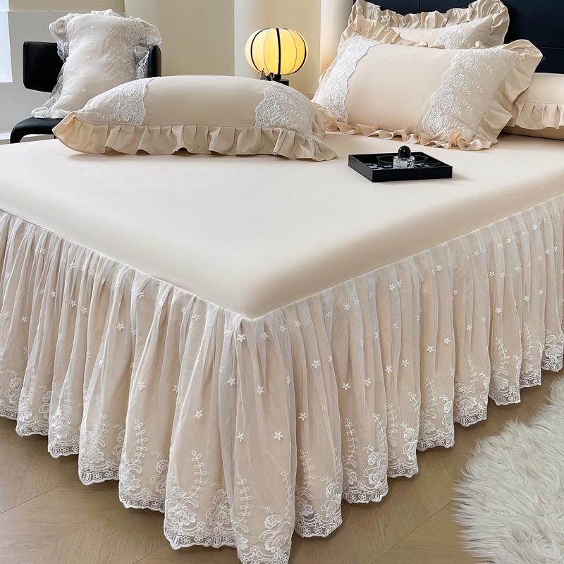 Lace Princess Floor-Length Bed Sheet with Ruffled Hem