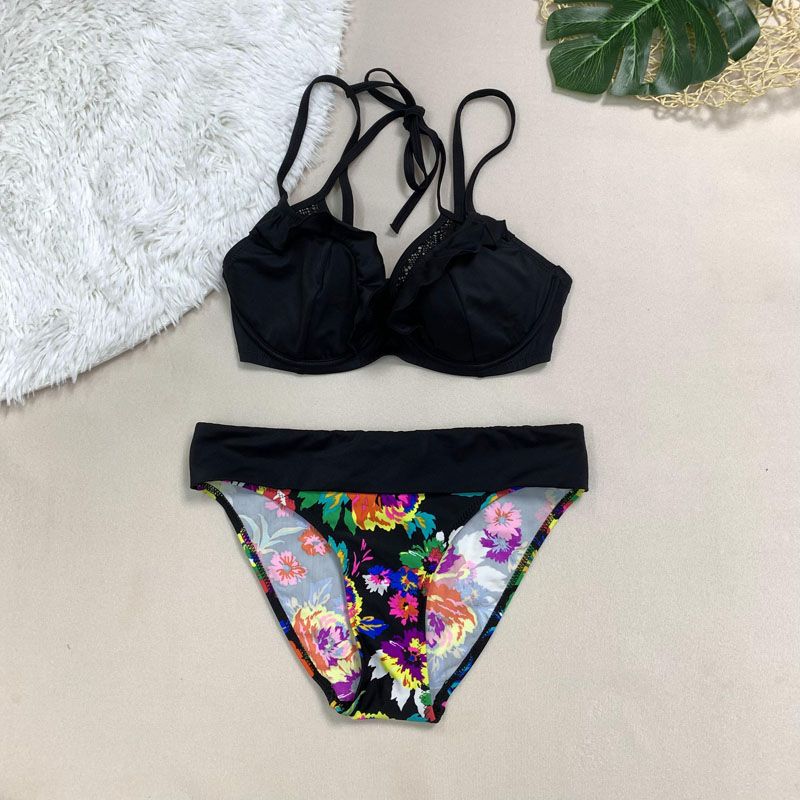 

Underwire Cup Miscellaneous Big Cup Bikini Model 70e/32DD Fashion Plus Size Swimsuit Suit Zkb001 Double with black 70E-32DD