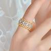 Huitan Aesthetic Hollow-out Pattern Rings Chic Luxury Two-tone Engagement  for Women Gorgeous Exquisite Party Accessories