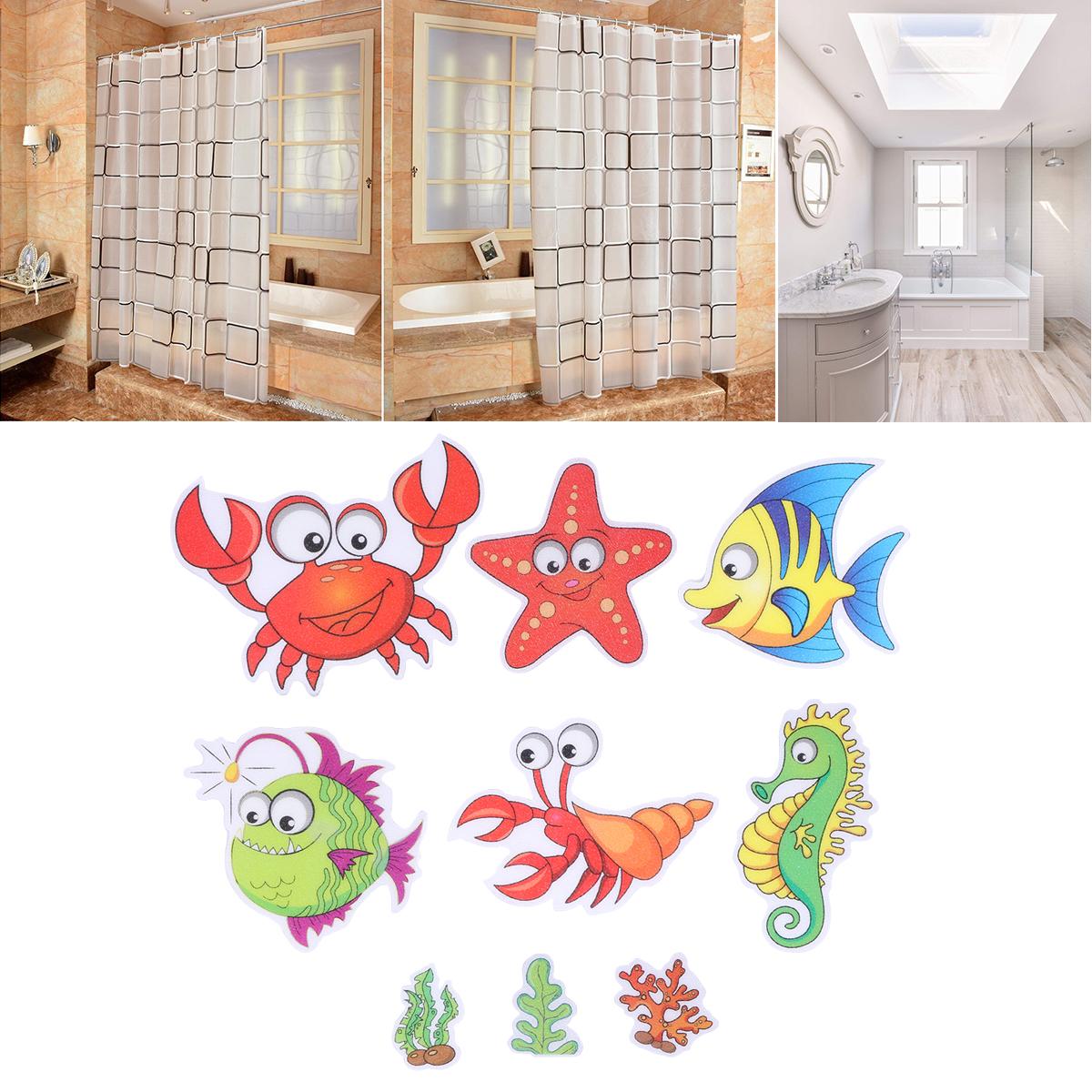 

9PC Non- Bathtub Stickers Ocean Shower Stickers Rubber Waterproof Bathtub Applique for Bathroom Toilet Pond