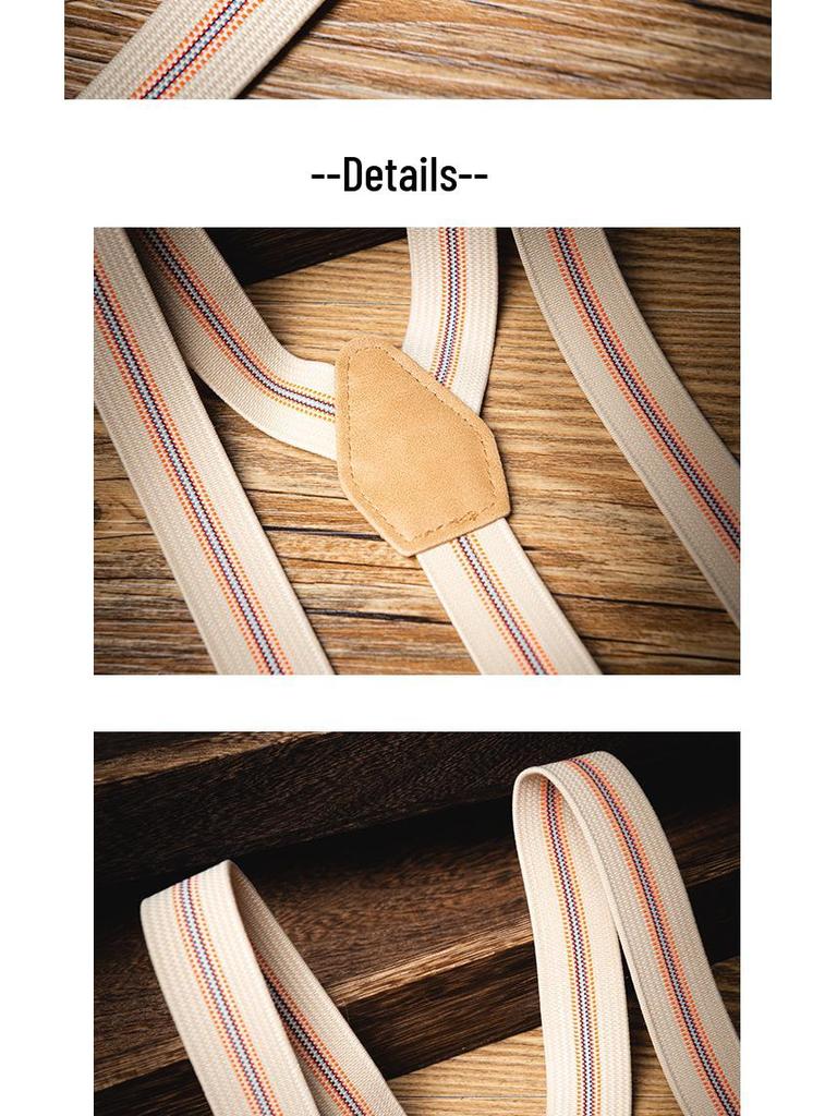 Non-Slip Striped Suspenders Pants with Elastic Straps and Strong Clips for Kids