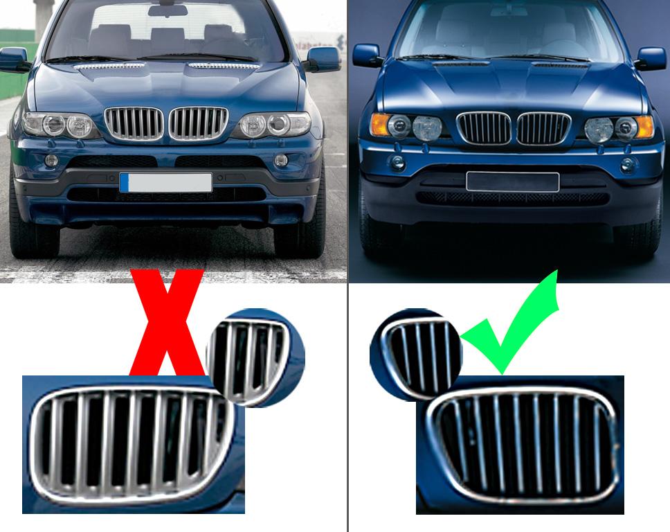 Car Front Bumper Center Grilles for BMW X5 E53 3.0d/3.0i/4.4i/4.6is 2000 2001 2002 2003 Pre-facelift Matte Black