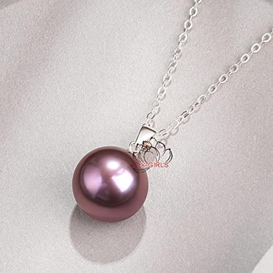 [C-Girls Pearl Shop] Necklace, Purple, Extremely Rare Purple, Extra Large 14mm Hanadama Pearl, Purple Pendant, 925 Silver, Available in 5 Colors,
