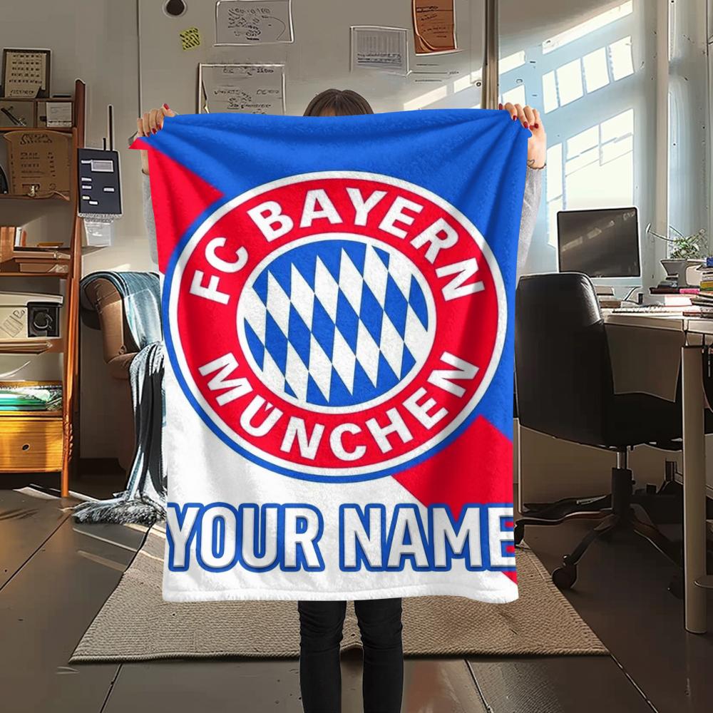 1PC Custom Name Bayern Munich Patterned Flannel Blanket Suitable For All Seasons for Home Decor Warmth and Comfort Gifts Holiday Present