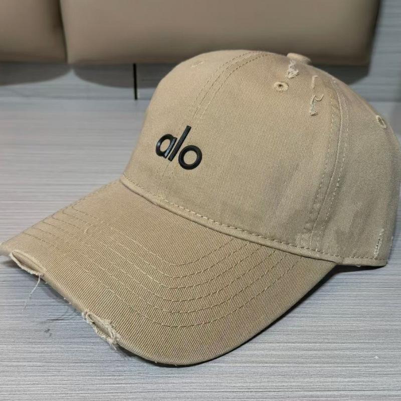 Alo Letter Baseball Hat Embroidered Baseball Cap Men And Women Spring And Summer Wide Brim Cap Showing Small Face