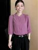 Women's Mid-Sleeve Simple Shirt - Versatile, Slimming, and Stylish for Early Spring