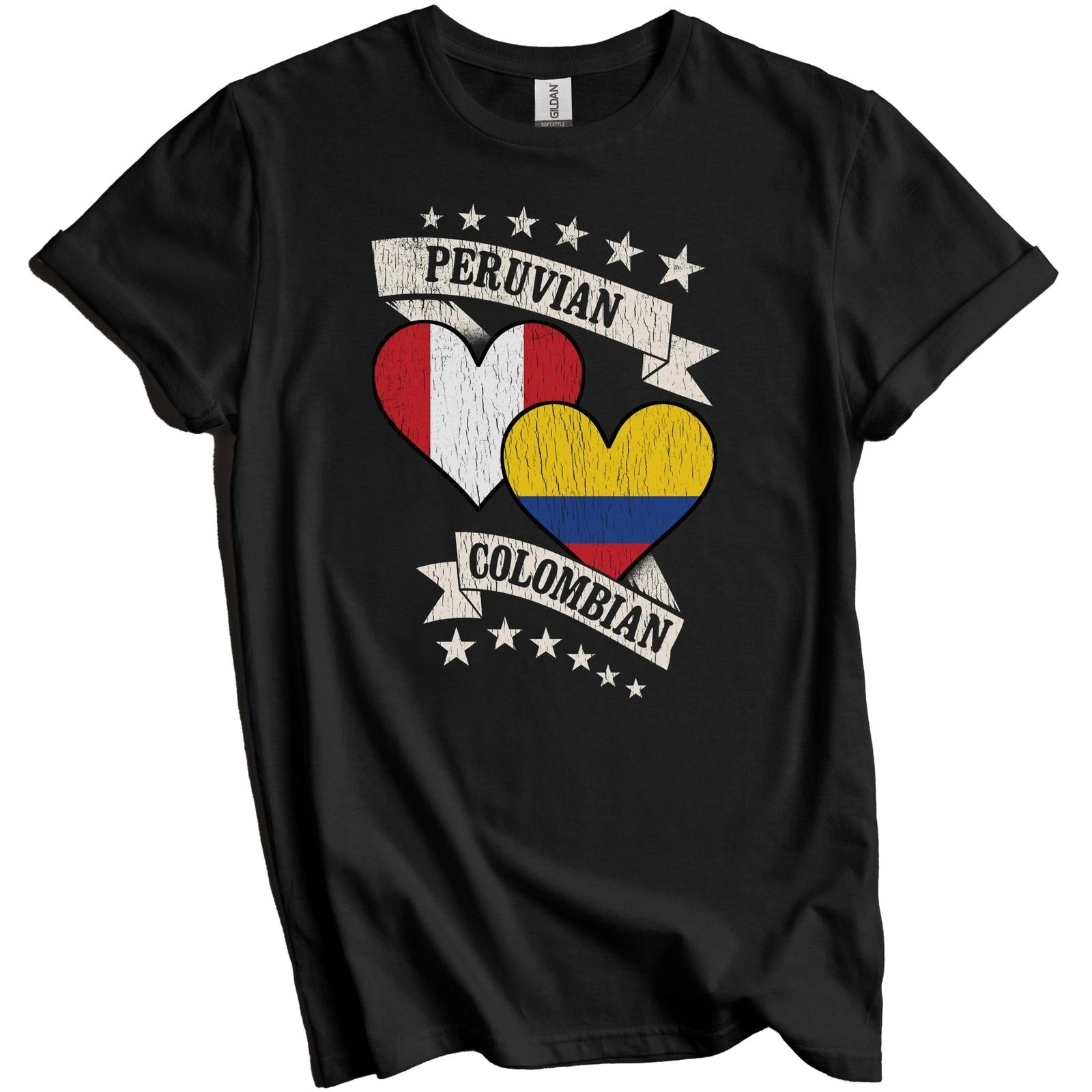 Peruvian Colombian Heart Flags Peru Colombia T-Shirt 3XL
