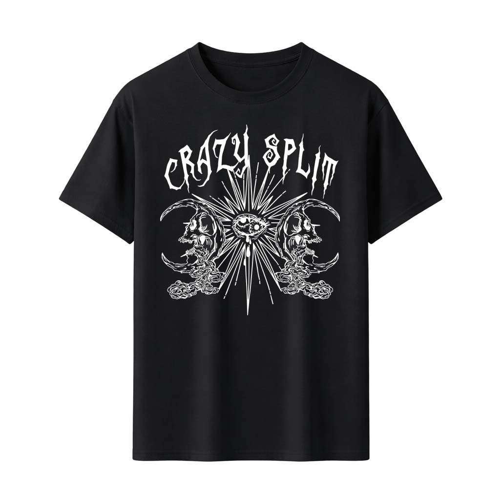 CRAZY SPLIT Eye Skull Moon T-Shirt Gothic Metal Occult Graphic Tee Dark Vintage Men Women Streetwear Fashion Summer Top - Men... S разноцветный