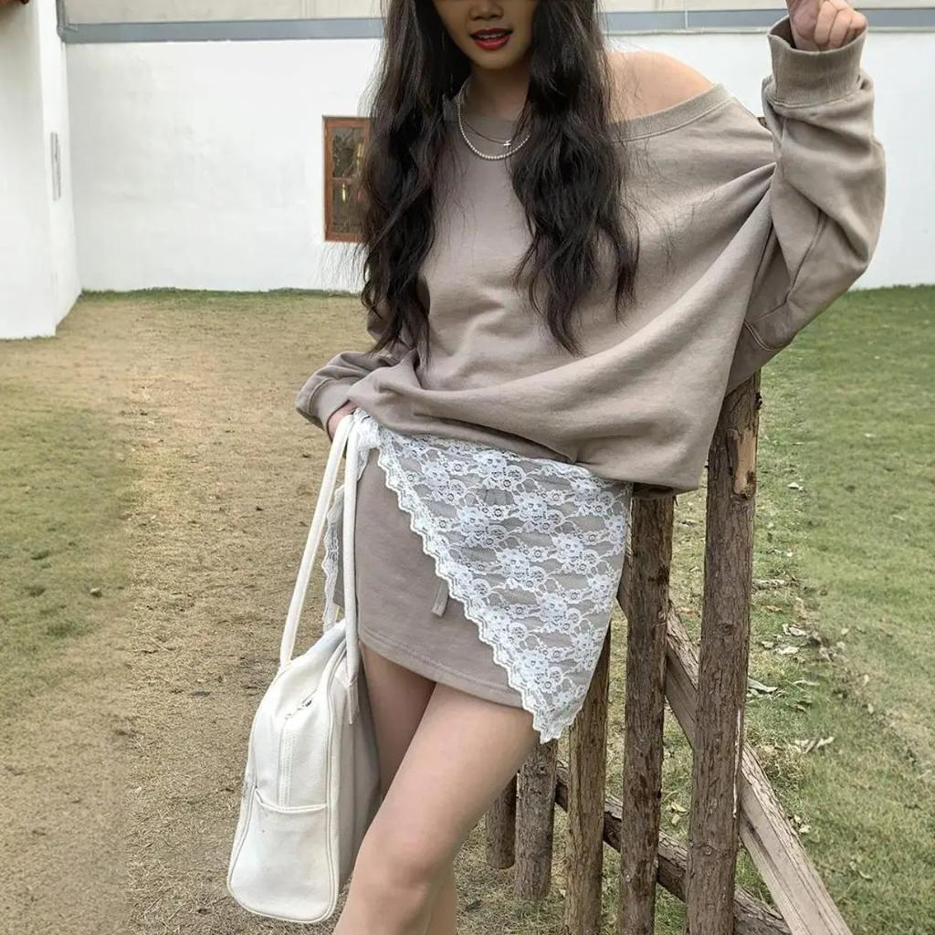 Fustă scurtă triunghiulară Jumătate de fustă Fustă cortină de la cap Fustă din dantelă Triunghie din dantelă Sorț mic Dantela moale stivuită în stil Ins Batică de primăvară coreeană