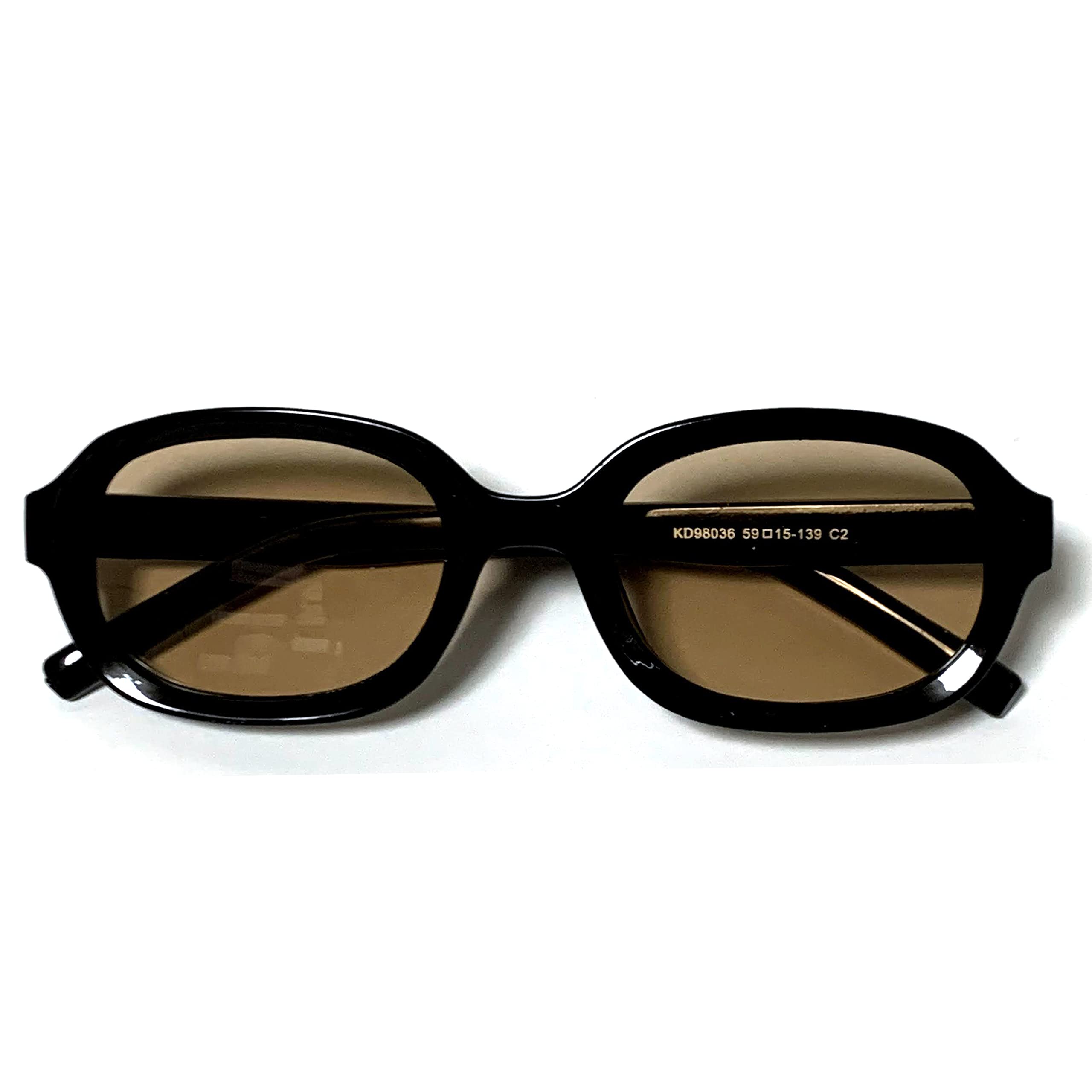 

Feijoa Big Oval Black Rimmed Sunglasses Brown Lens Chic Unisex Black Clear [meSmart] (Black/Brown)