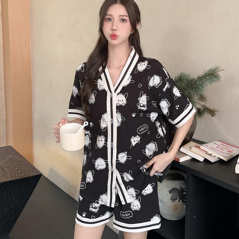 South East Asia bubble cotton pajamas girls summer short-sleeved shorts 1011 cartoon loungewear suit new