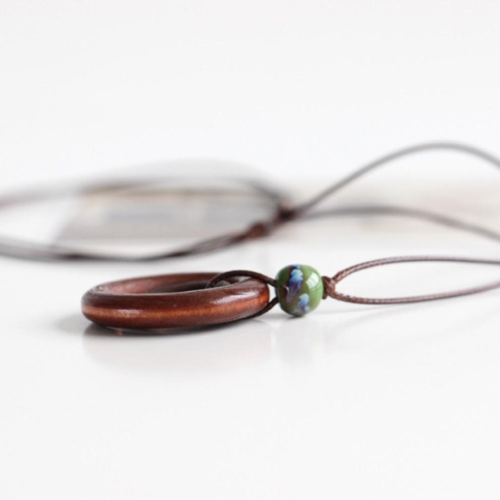 Mori Style Ethnic Wooden Necklace: Creative Wood Ring & Circle Long Sweater Chain for Women