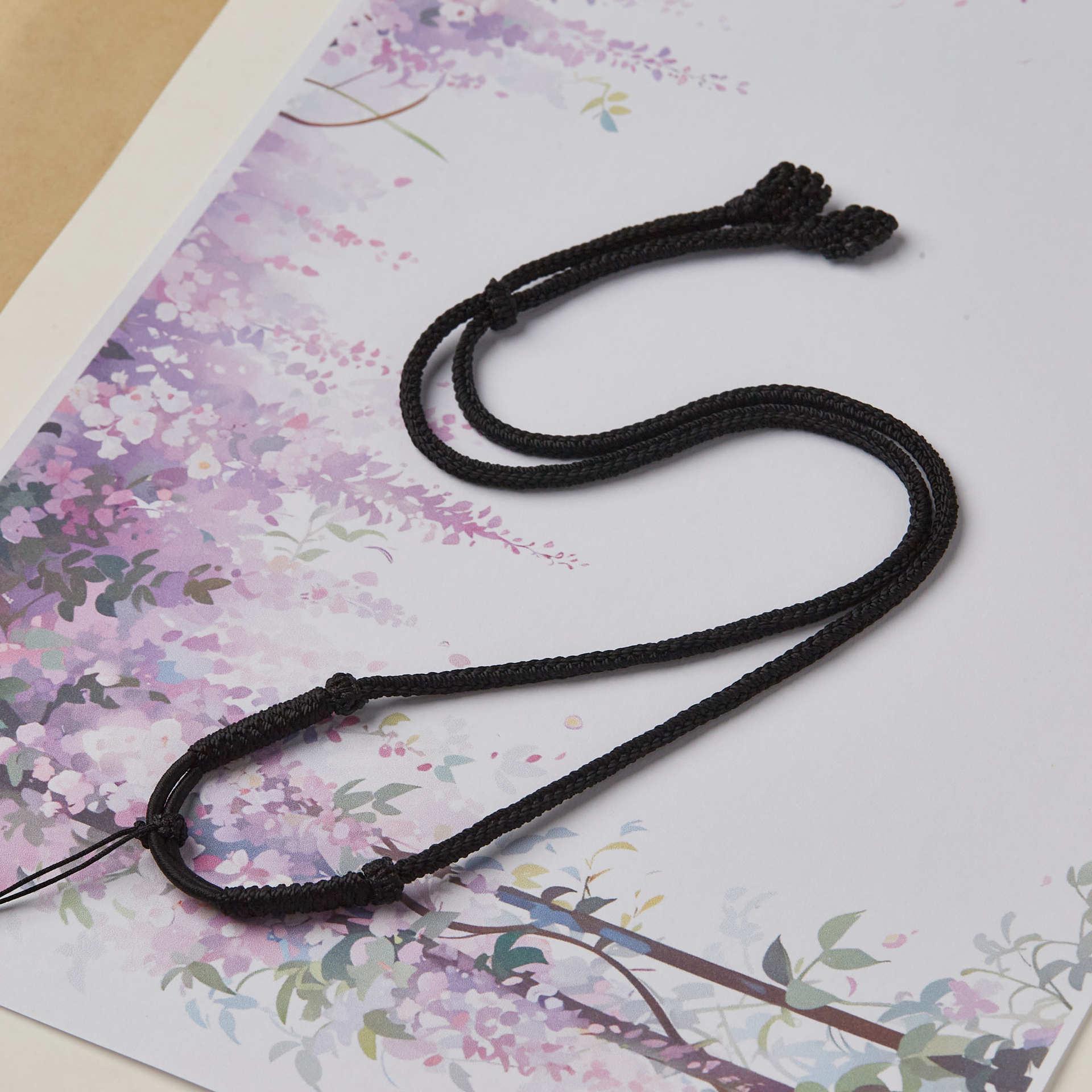 

Luxurious Handmade Eight-Strand Jadeite Pendant Necklace Rope - Unisex Pure Black Braid Standard чёрный