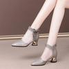 Damenschuhe Temperament Spitze Sommer Coole Stiefel Atmungsaktives Netz Coole Stiefel Mode Hohe Absätze Kurze Stiefel Damen Sandalen