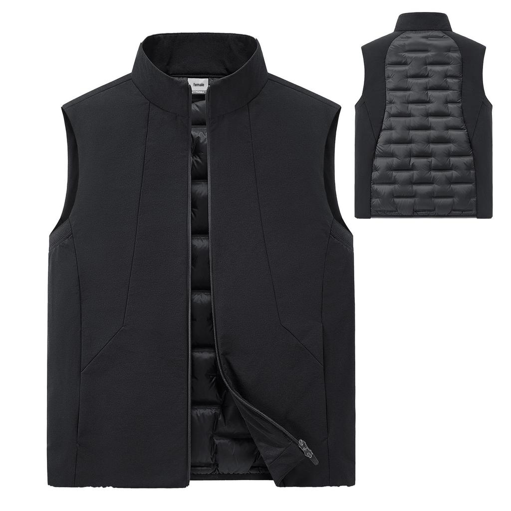 Men's Patchwork Duck Down Vest - Warm, Lightweight Stand Collar for Autumn/Winter