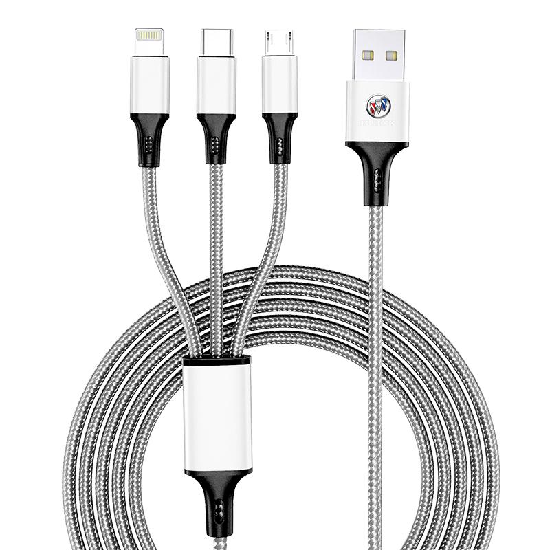 Car Emblem 3in1 Type C Lightning Micro USB Fast Charging Cable For Buick Regal GS GL6 GL8 Avenir Lacrosse Riviera Envision Lesabre Velite
