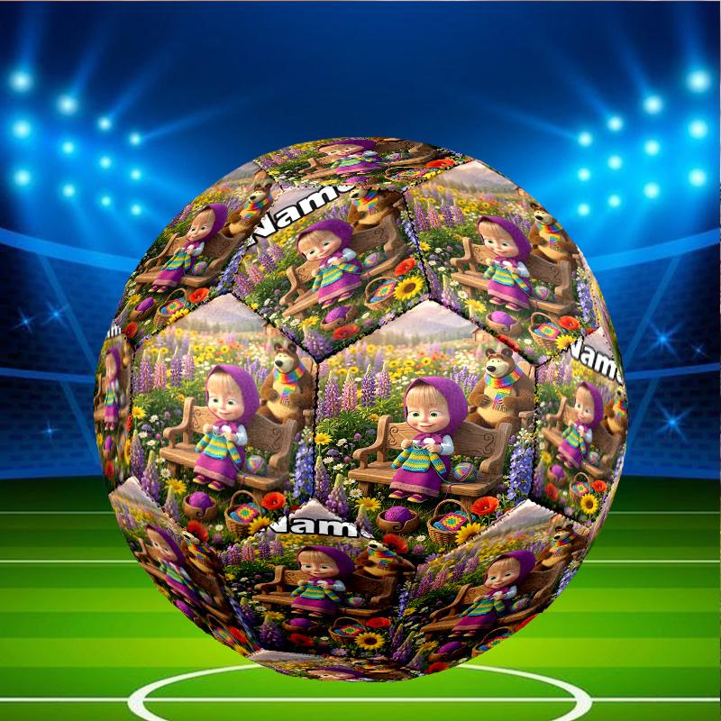 Custom Name Personalized Masha and The Bear-A Print Size 5 Soccer Ball Training & Match Football, for Team, Kicking, Gift for Football Enthusiasts