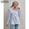 GMXIA Women's Fashion Casual Leisure Long Sleeve POLO Neck Blouses & Shirts